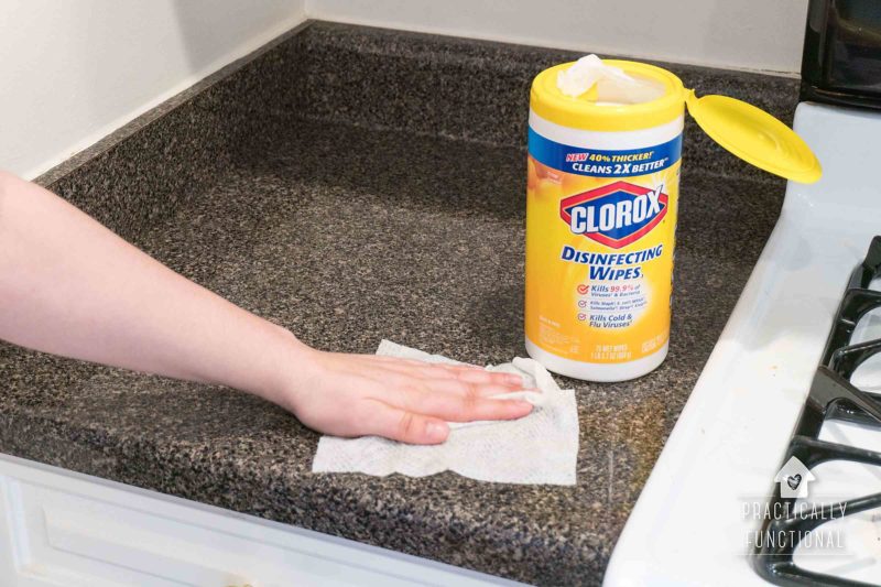 cleaning granite countertops with clorox wipes