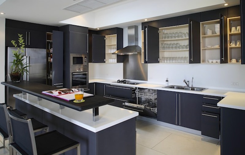 kitchen countertop ideas with dark Cabinets