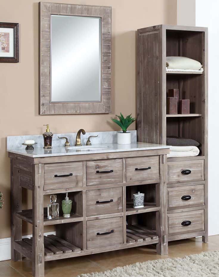 bathroom vanity with side cabinet