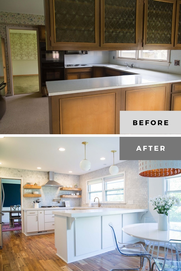 split level kitchen remodel before and after