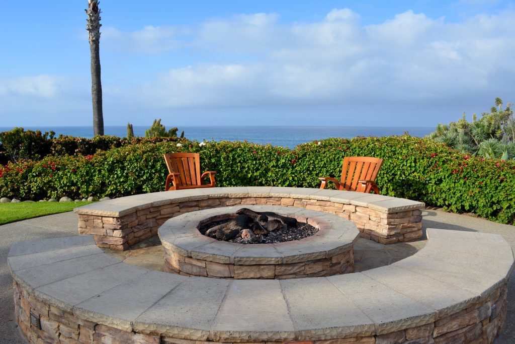 backyard landscape firepit