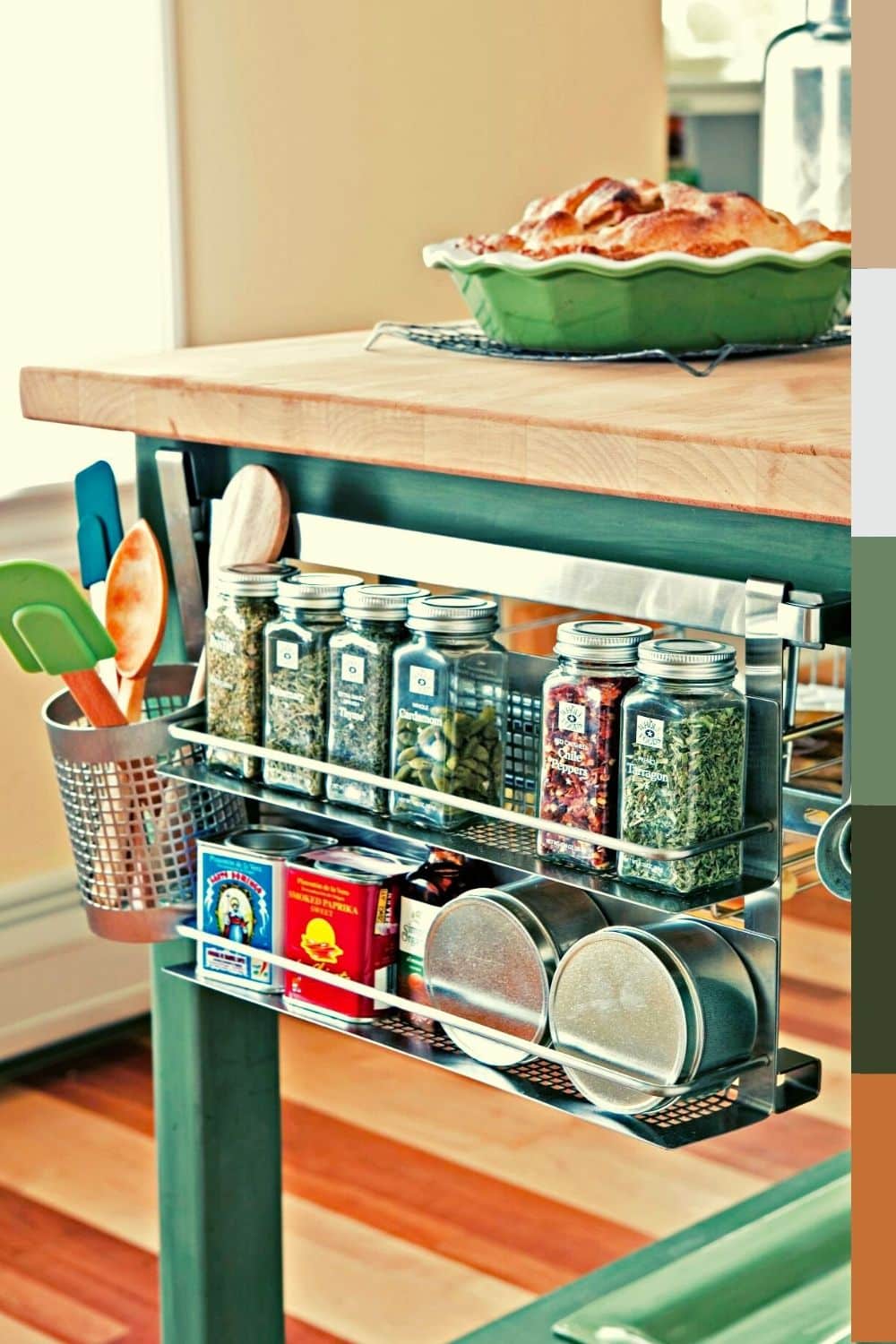 metallic hanging spice rack