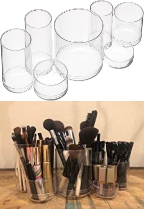 cylindrical brush makeup storage