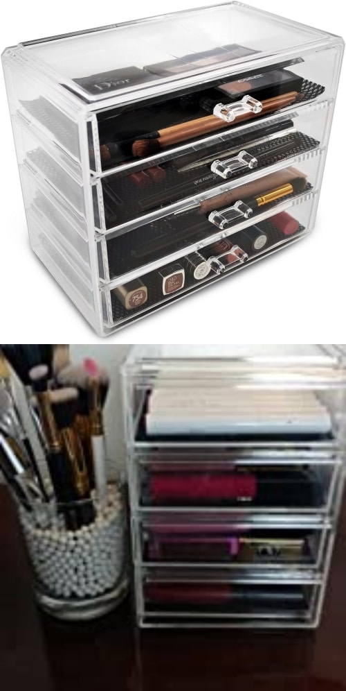 Clear makeup storage drawer