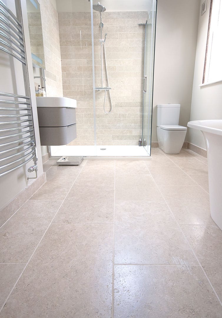 Limestone bathroom floor