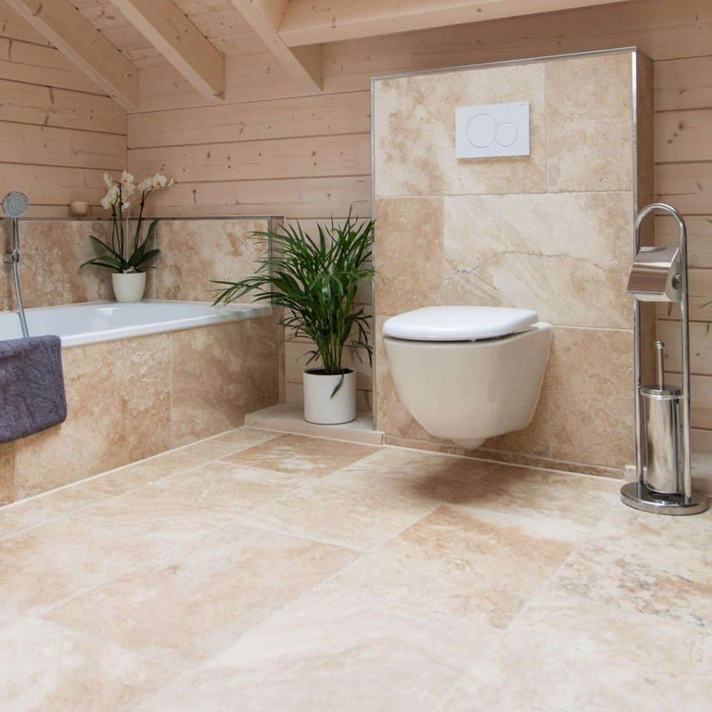 travertine tile bathroom floor designs