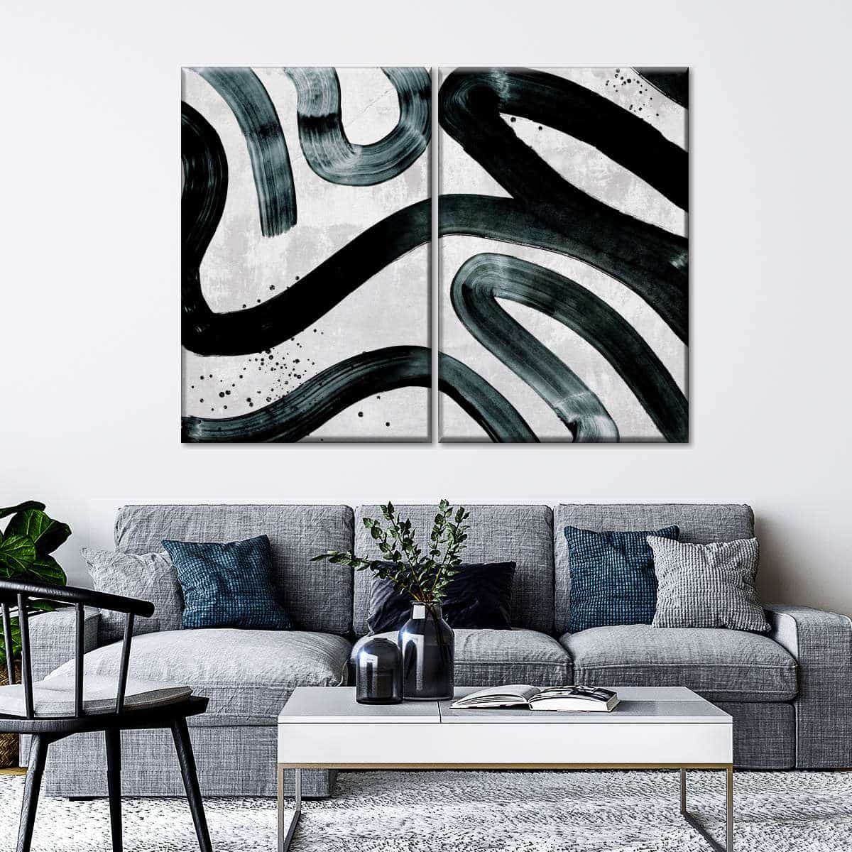 abstract painting in living room wall