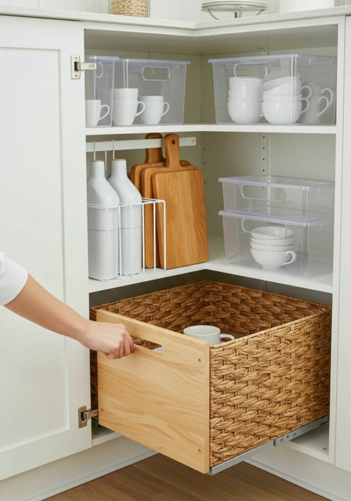 blind corner cabinet organization ideas