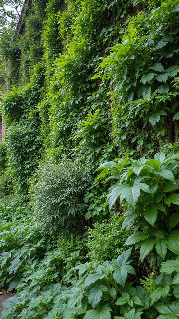 A stunning living green wall in a small urban space, an impressive and space-saving small garden idea.