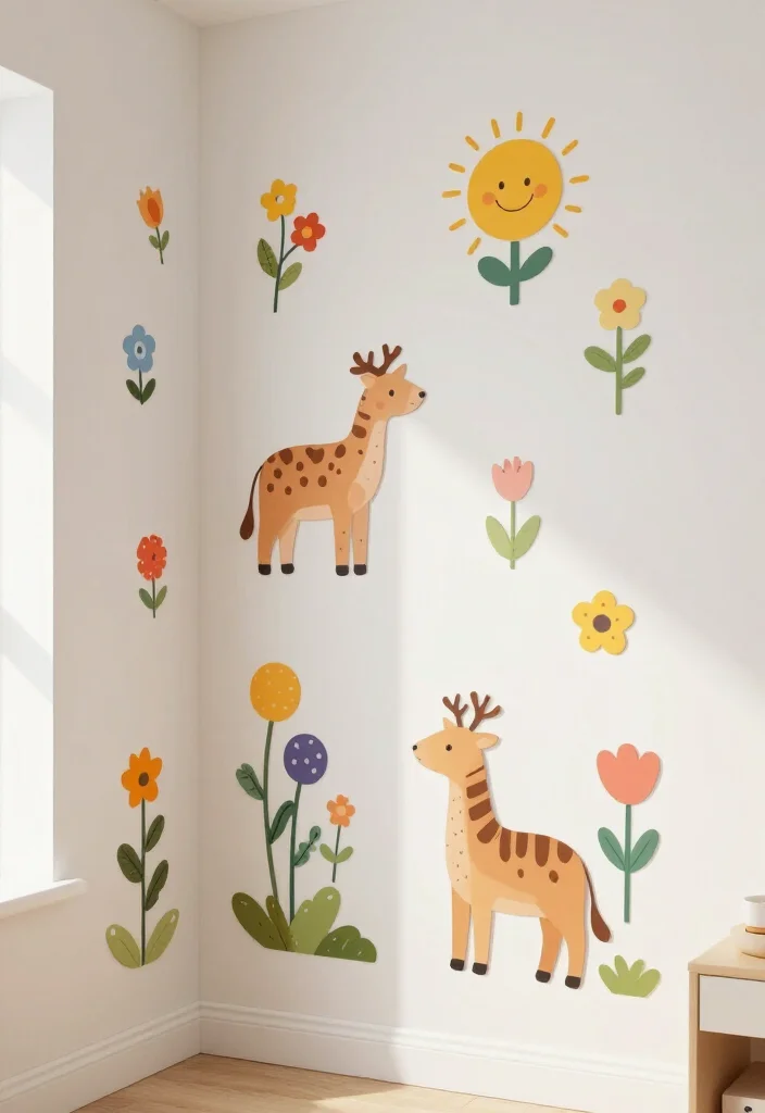 17 Artistic Corner Wall Ideas That Will Inspire Your Inner Designer - 11. Playful Wall Decals 1
