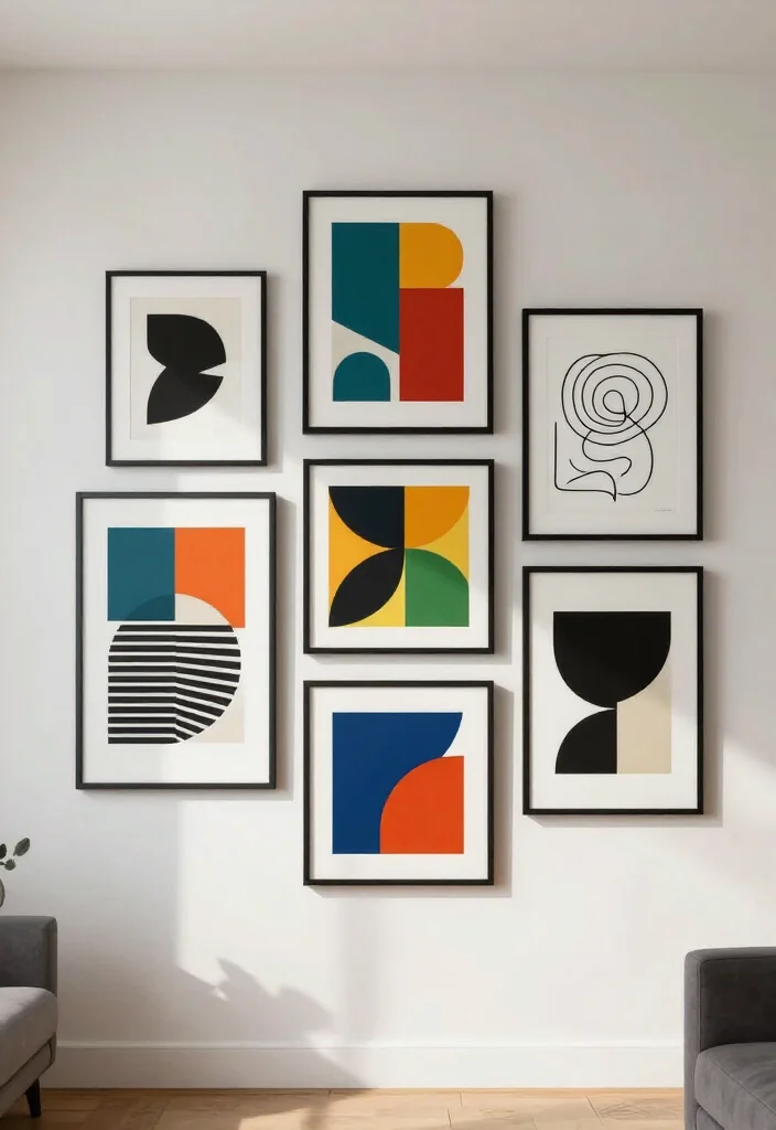 17 Eclectic Gallery Wall Ideas That'll Add a Personal Touch to Any Room (Don't Miss #9!) - 10. Geometric Patterns 1