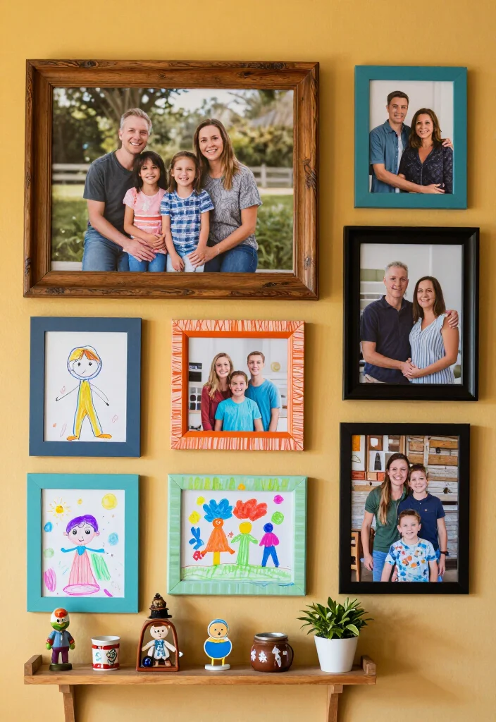 17 Eclectic Gallery Wall Ideas That'll Add a Personal Touch to Any Room (Don't Miss #9!) - 2. Family Portraits with a Twist 1