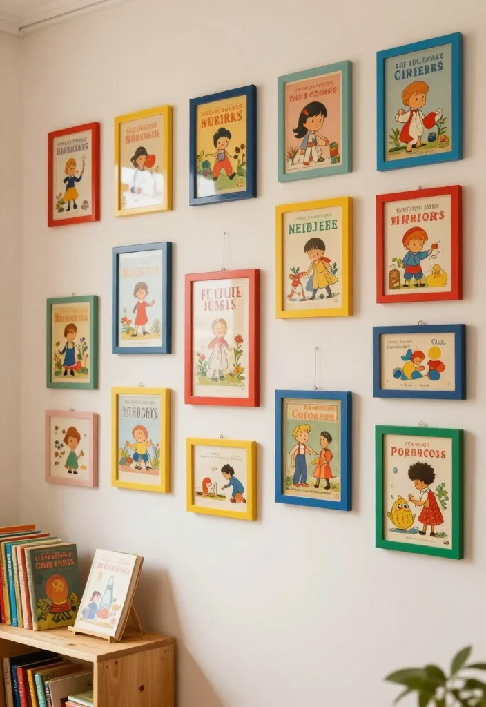 17 Vintage-Inspired Gallery Wall Ideas That'll Make Your Walls Sing! - 11. Vintage Children’s Book Covers 1