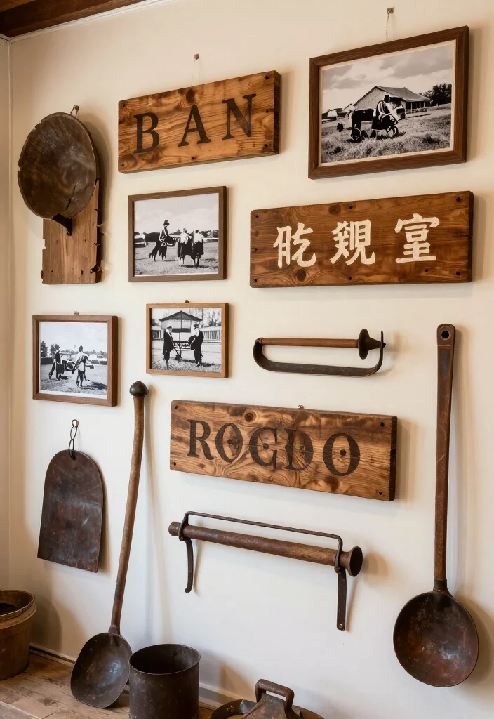 17 Vintage-Inspired Gallery Wall Ideas That'll Make Your Walls Sing! - 14. Vintage Farmhouse Decor 1