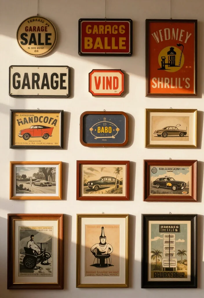 17 Vintage-Inspired Gallery Wall Ideas That'll Make Your Walls Sing! - 16. Vintage Garage Sale Finds 1