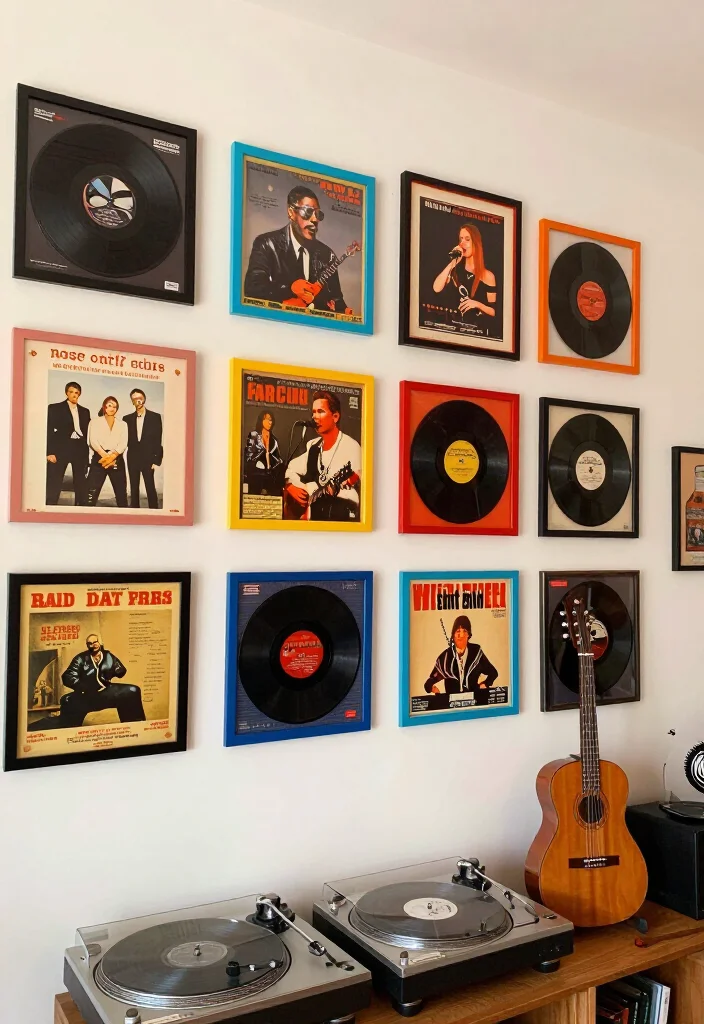 17 Vintage-Inspired Gallery Wall Ideas That'll Make Your Walls Sing! - 17. Vintage Music Memorabilia 1