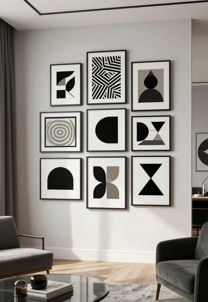 19 Fun Gallery Wall Ideas to Elevate Your Home Decor Game (Don't Miss #8!) - 10. Geometric Designs 1
