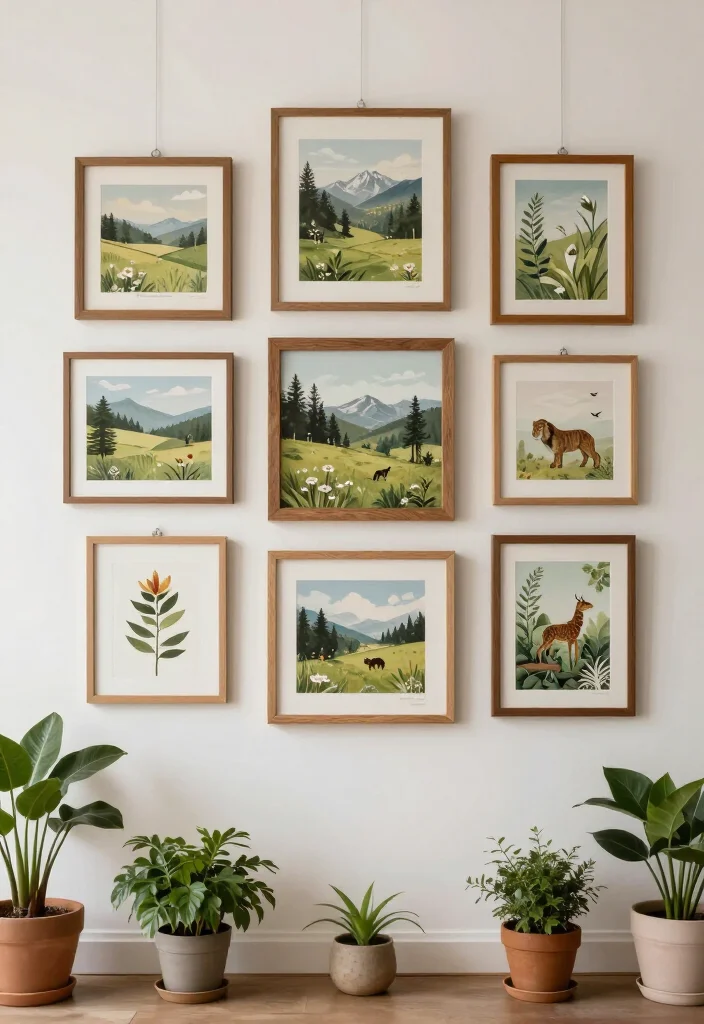 19 Fun Gallery Wall Ideas to Elevate Your Home Decor Game (Don't Miss #8!) - 15. Nature-Inspired Gallery 1