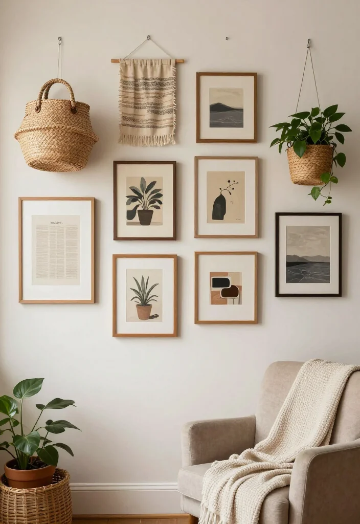 19 Fun Gallery Wall Ideas to Elevate Your Home Decor Game (Don't Miss #8!) - 5. Layered Textures 1