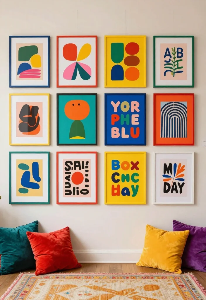 19 Fun Gallery Wall Ideas to Elevate Your Home Decor Game (Don't Miss #8!) - 8. Bold Color Palettes 1