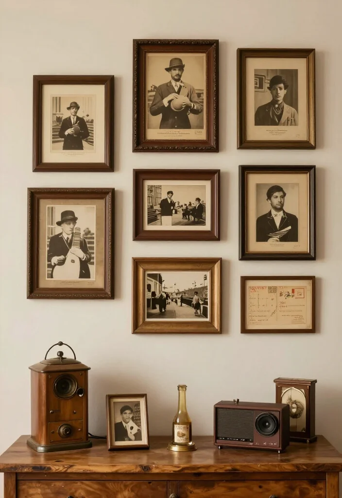 19 Fun Gallery Wall Ideas to Elevate Your Home Decor Game (Don't Miss #8!) - 9. Vintage Finds 1