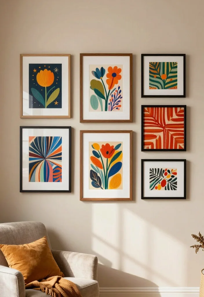 19 Modern Smallwoods Gallery Wall Ideas That Will Leave Guests in Awe! - 17. Framed Fabric Art 1