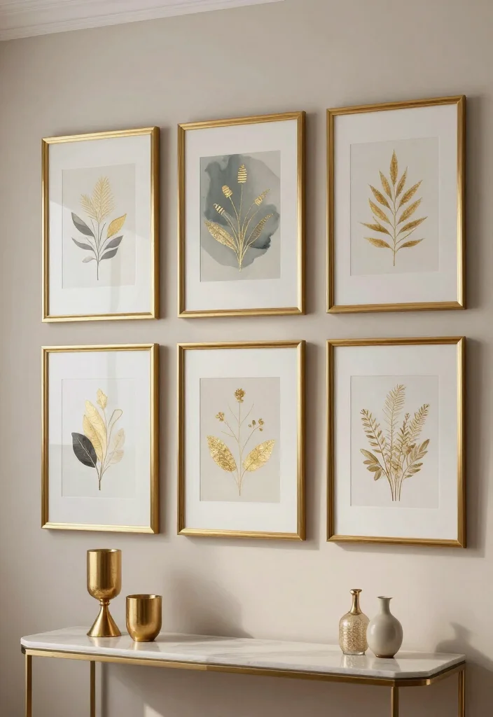 19 Modern Smallwoods Gallery Wall Ideas That Will Leave Guests in Awe! - 9. A Touch of Gold 1