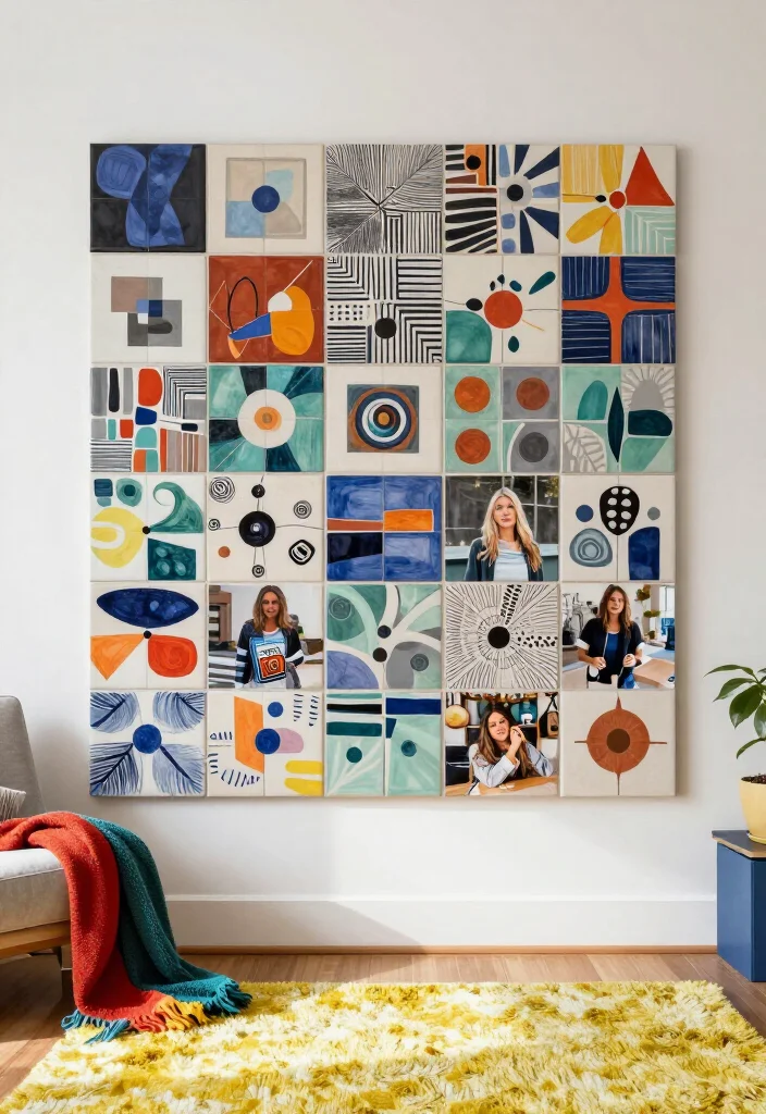 20 Affordable Mixtiles Photo Wall Ideas That Look Like a Million Bucks! - 10. The Artistic Collage 1