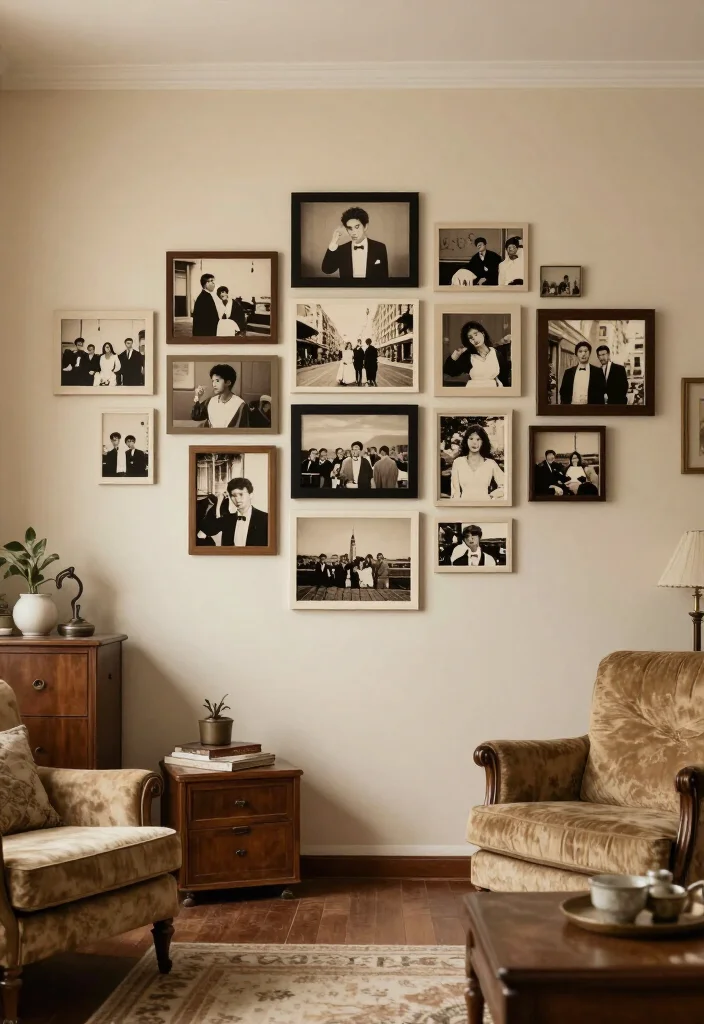 20 Affordable Mixtiles Photo Wall Ideas That Look Like a Million Bucks! - 11. The Vintage Touch 1