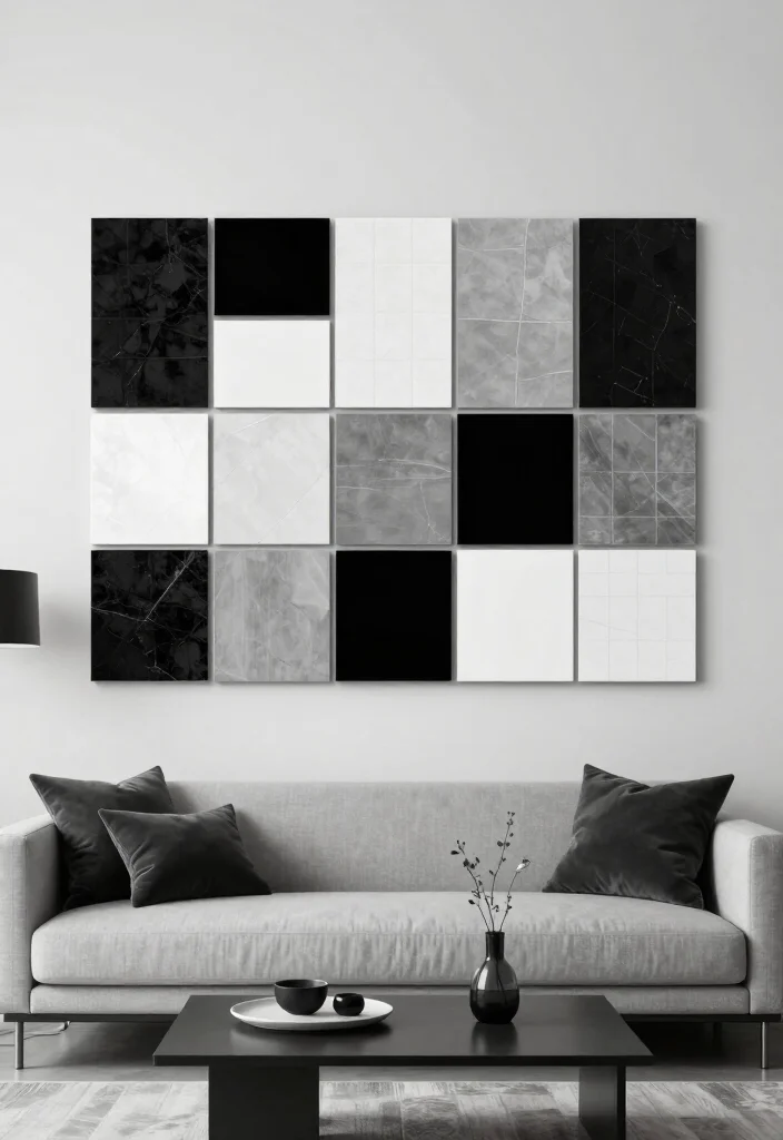 20 Affordable Mixtiles Photo Wall Ideas That Look Like a Million Bucks! - 12. The Monochrome Magic 1