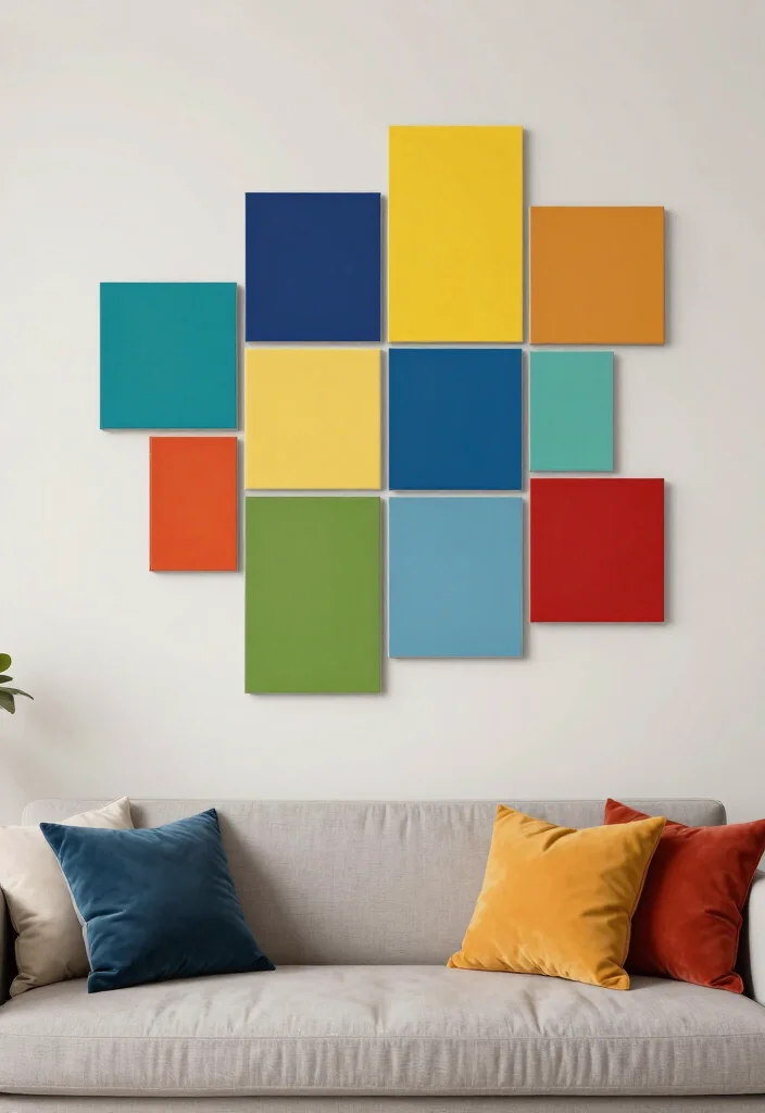 20 Affordable Mixtiles Photo Wall Ideas That Look Like a Million Bucks! - 15. The Color-Blocked Wall 1