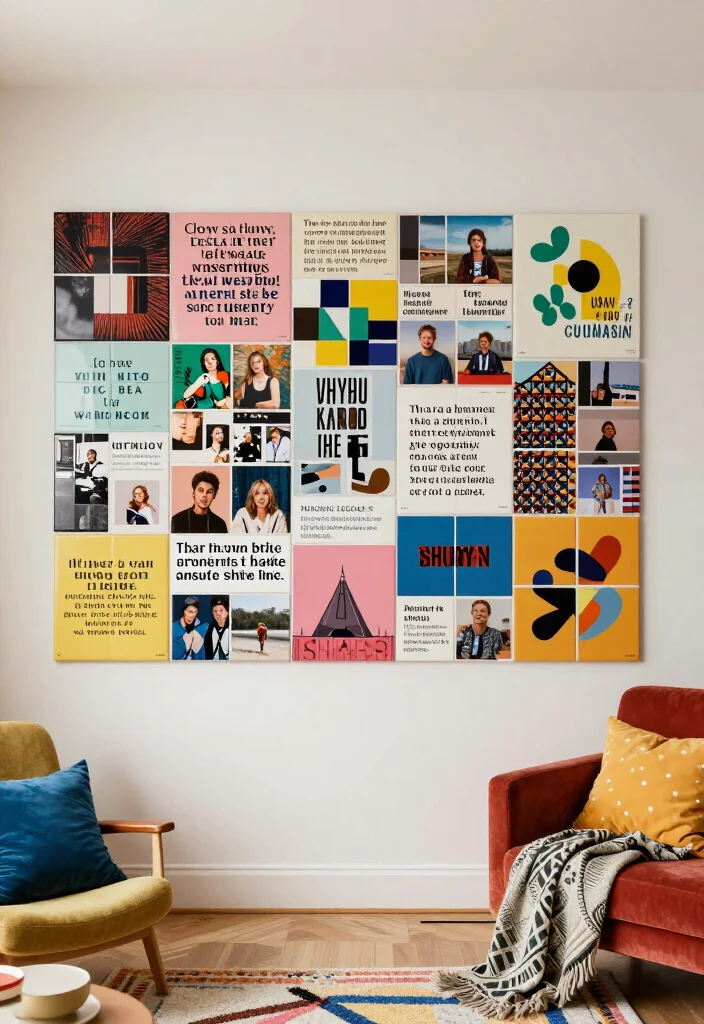 20 Affordable Mixtiles Photo Wall Ideas That Look Like a Million Bucks! - 17. The Mixed Media Display 1