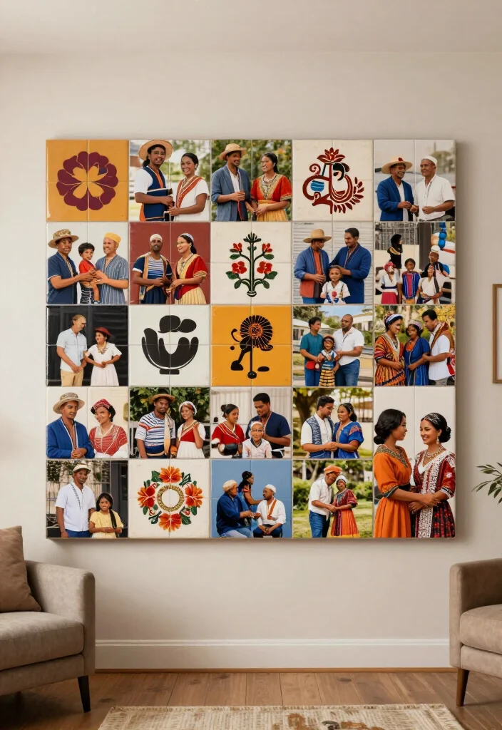 20 Affordable Mixtiles Photo Wall Ideas That Look Like a Million Bucks! - 20. The Cultural Heritage Display 1