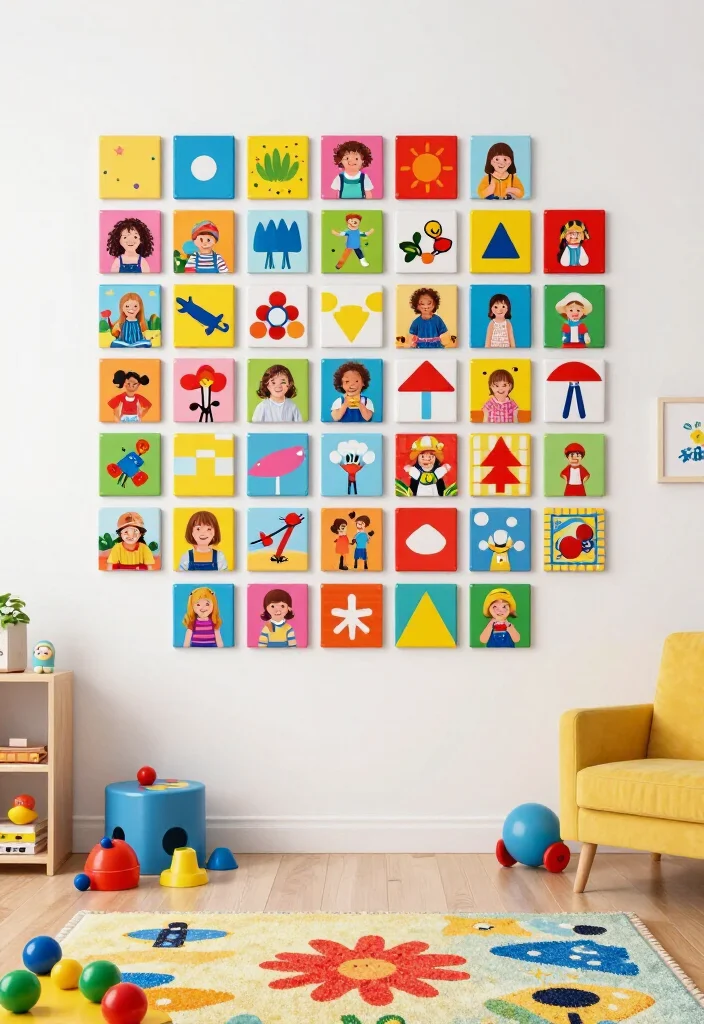 20 Affordable Mixtiles Photo Wall Ideas That Look Like a Million Bucks! - 8. The Bold Color Pop 1