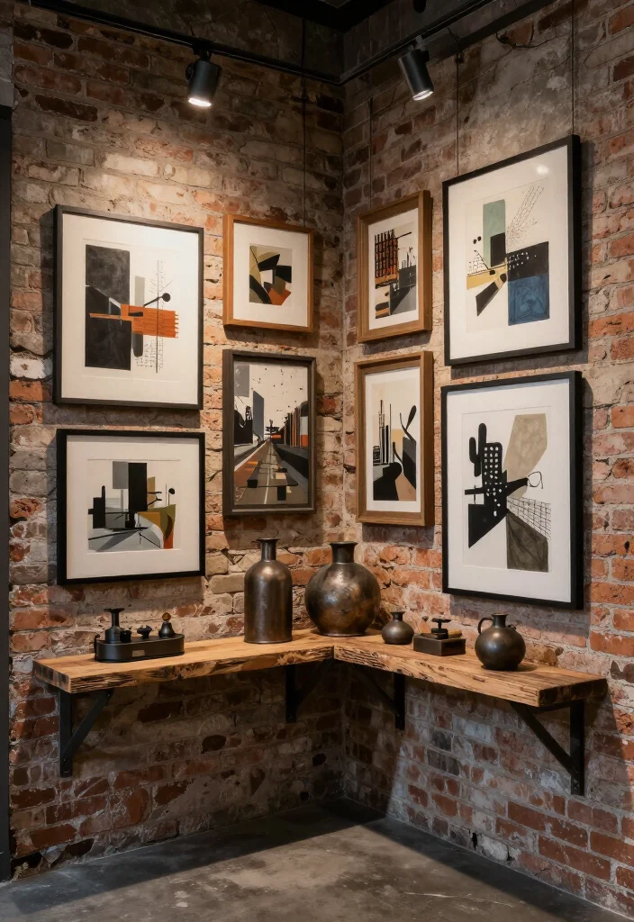 20 Corner Wall Gallery Ideas That Will Make You the Envy of Your Friends! - 14. Industrial Edge 1