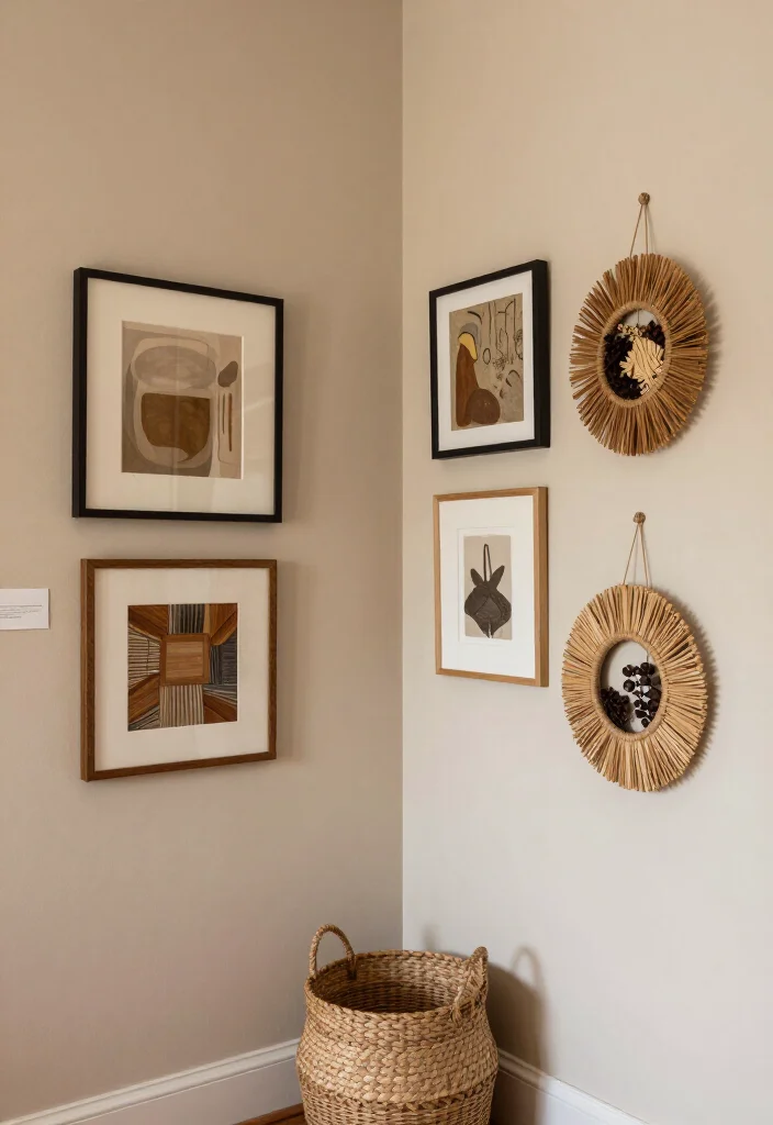 20 Corner Wall Gallery Ideas That Will Make You the Envy of Your Friends! - 20. Textured Layers 1