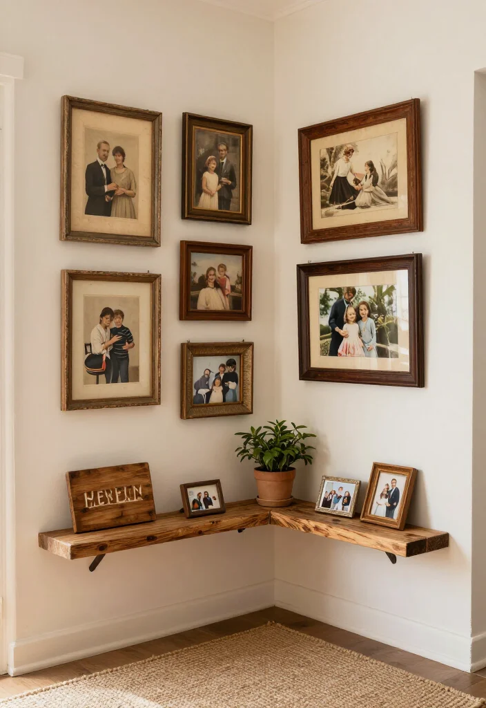 20 Corner Wall Gallery Ideas That Will Make You the Envy of Your Friends! - 7. Rustic Charm 1