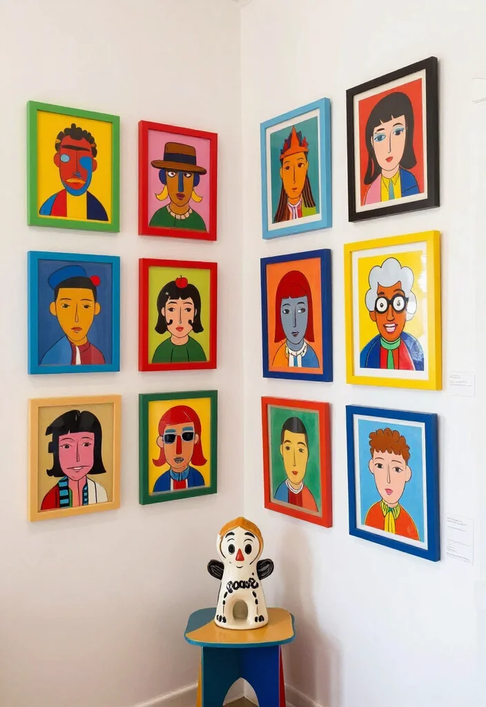 20 Corner Wall Gallery Ideas That Will Make You the Envy of Your Friends! - 8. Bold and Bright 1