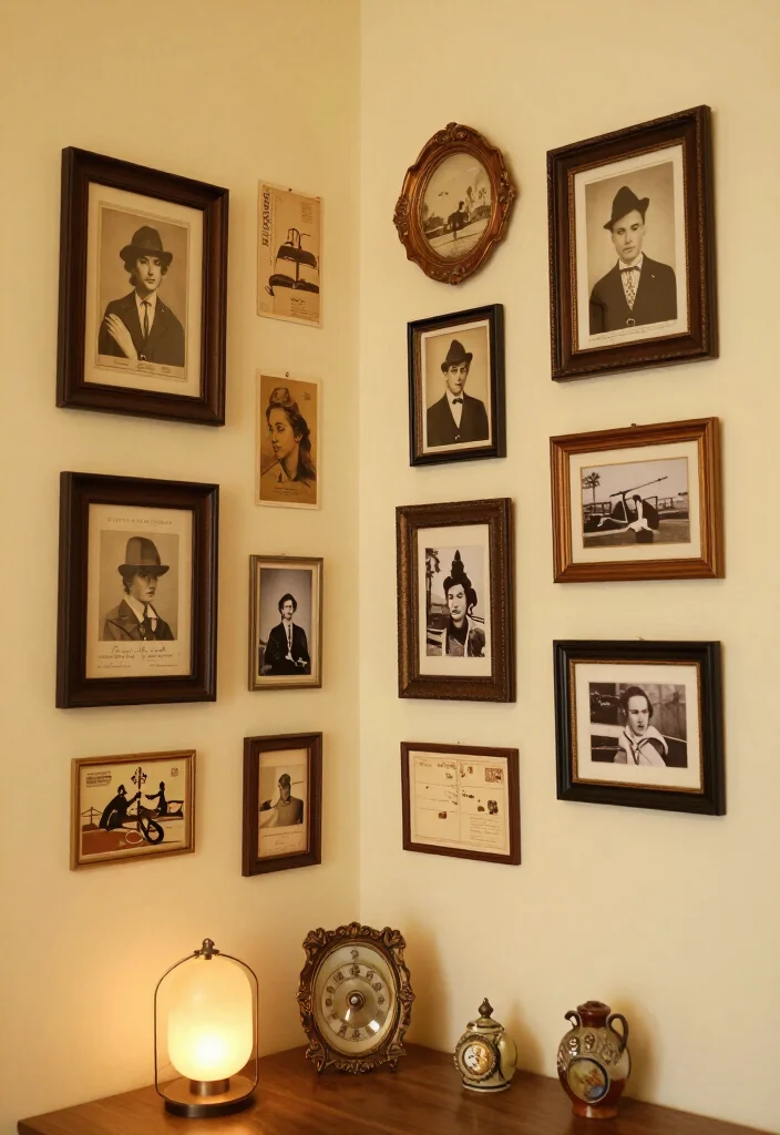 20 Corner Wall Gallery Ideas That Will Make You the Envy of Your Friends! - 9. Vintage Appeal 1