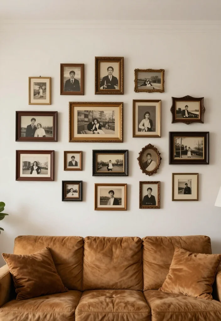 20 Stunning Picture Wall Ideas for Your Living Room That Will Steal the Show! - 13. Vintage Finds 1