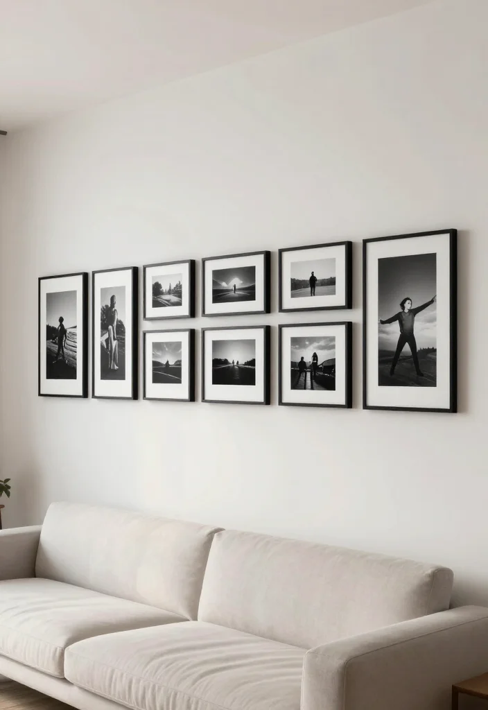 20 Stunning Picture Wall Ideas for Your Living Room That Will Steal the Show! - 2. Linear Minimalism 1