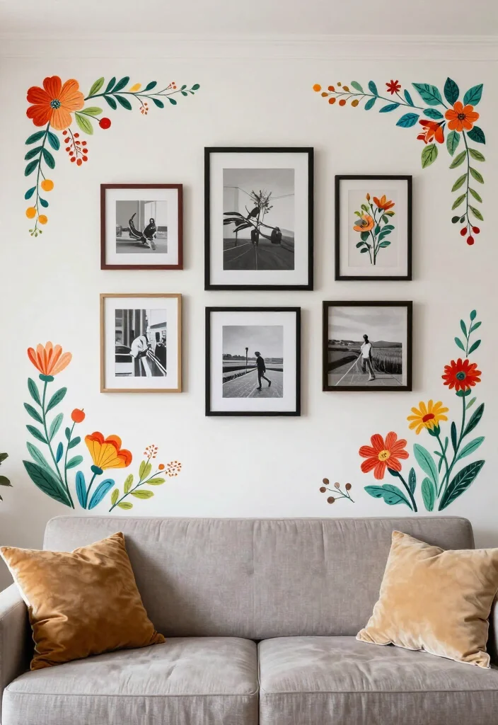 20 Stunning Picture Wall Ideas for Your Living Room That Will Steal the Show! - 20. Wall Stencils and Paint 1