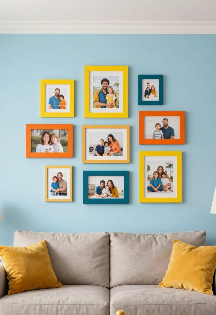 20 Stunning Picture Wall Ideas for Your Living Room That Will Steal the Show! - 3. Color Blocked Frames 1