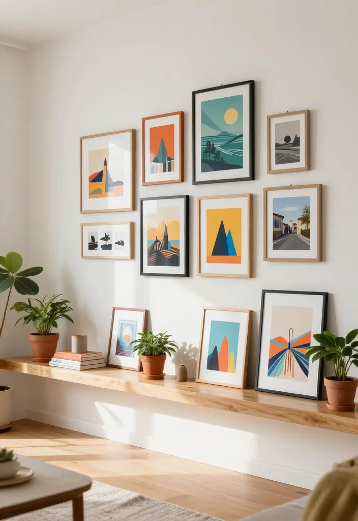 20 Stunning Picture Wall Ideas for Your Living Room That Will Steal the Show! - 6. Gallery Ledge 1
