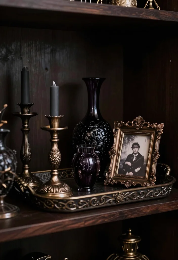 20 Vampy Romantic Room Ideas That'll Make You Feel Like You're in a Tim Burton Film! - 15. Dark Themed Accessories 1