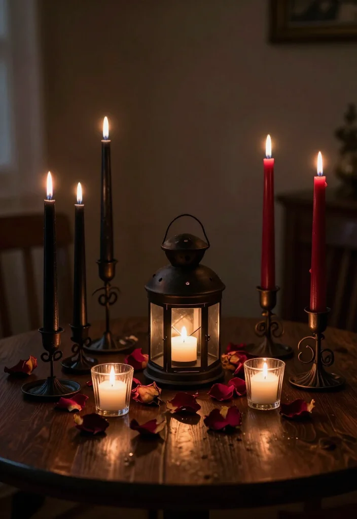 20 Vampy Romantic Room Ideas That'll Make You Feel Like You're in a Tim Burton Film! - 3. Romantic Candle Displays 1